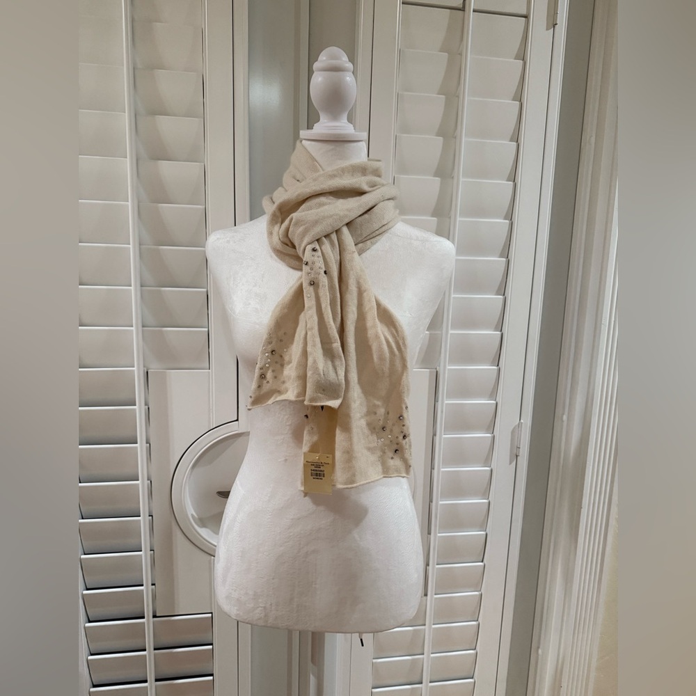 Abercrombie and Fitch cream scarf with rhinestones